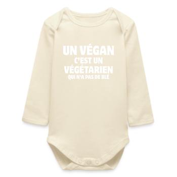 végan, végane, végétarien, alimentation - Body bébé manches longues biologique - écru doux - Devant