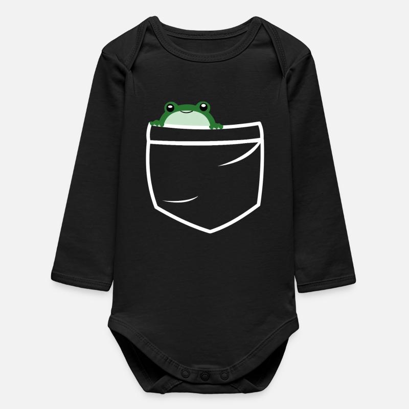 Frog pockets - Baby Organic Long-Sleeved Bodysuit - black
