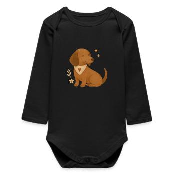 Dackel Herz - Baby Organic Langarmbody - Schwarz - Vorne