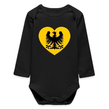 Heraldic eagle emblem in the heart - Baby Organic Long-Sleeved Bodysuit - black - Front