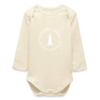 Buenos Aires with monument and coordinates - Baby Organic Long-Sleeved Bodysuit - soft Ecru - Front