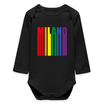 Milano Rainbow Pride LGBT Peace - Baby Organic Long-Sleeved Bodysuit - black - Front