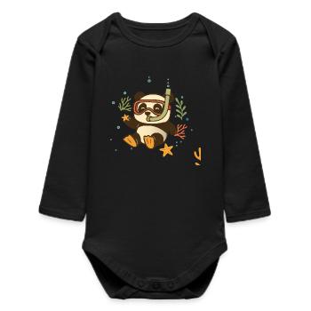 Schnorchelnder Panda im Meer - Baby Organic Langarmbody - Schwarz - Vorne