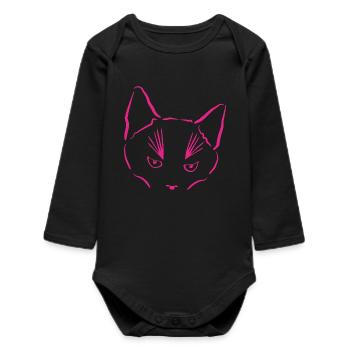 Cat in focus - Baby Organic Long-Sleeved Bodysuit - black - Front