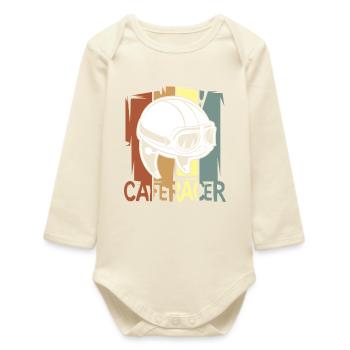 Cafe Racer Helmet Design – Vintage Biker Style - Baby Organic Long-Sleeved Bodysuit - soft Ecru - Front
