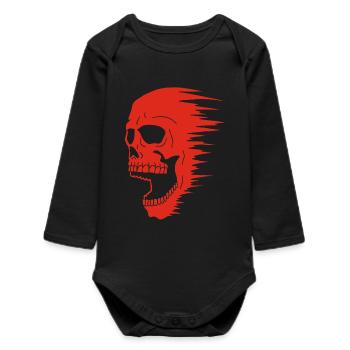 Red Skull and Speed - Baby Organic Long-Sleeved Bodysuit - black - Front