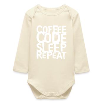 coffee code Programmer - Computer Science Work Logo - Baby Organic Long-Sleeved Bodysuit - soft Ecru - Front