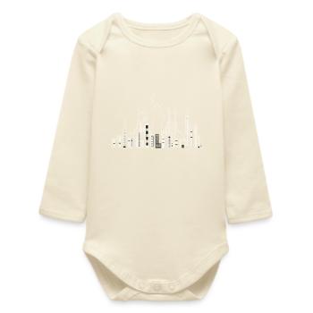New York skyscraper with Statue of Liberty - Baby Organic Long-Sleeved Bodysuit - soft Ecru - Front
