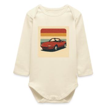 Retro Sportscar Illustration mit Vintagefarben - Baby Organic Langarmbody - Natur - Vorne