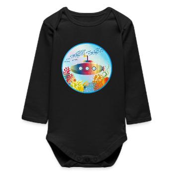 Sous-marin coloré dans un récif corallien tropical - Body bébé manches longues biologique - noir - Devant