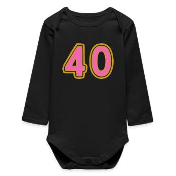 40. 40 ANS. 40e ANNIVERSAIRE. ANNIVERSAIRE 40 ANS. - Body bébé manches longues biologique - noir - Devant