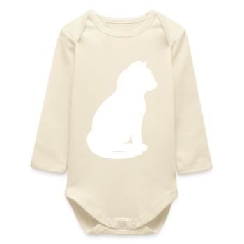 sitzende katzensilhouette v2 - Baby Organic Langarmbody - Natur - Vorne