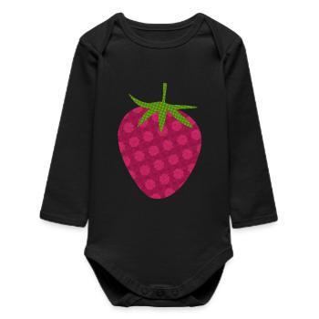 Motif Fraise Fruits Sucrés Fruits Enfants Bio - Body bébé manches longues biologique - noir - Devant
