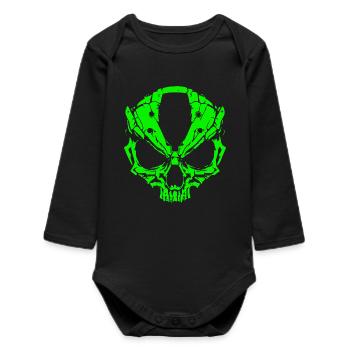 Alien Schädel - Baby Organic Langarmbody - Schwarz - Vorne