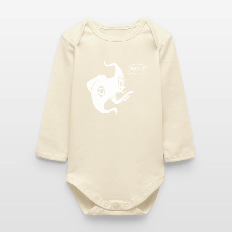 Fun White Ghost Baby Organic Long-Sleeved Bodysuit