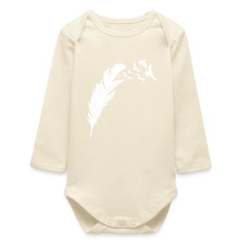 Conception de vol d’oiseau de la liberté à plumes - Body bébé manches longues biologique - écru doux - Devant