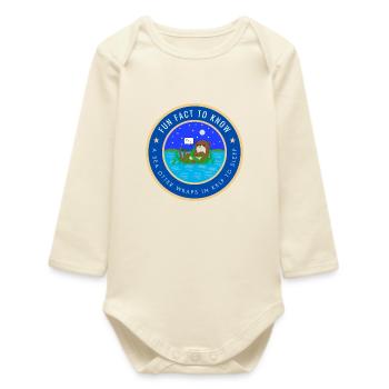 A sea otter wraps in kelp to sleep - Baby Organic Long-Sleeved Bodysuit - soft Ecru - Front