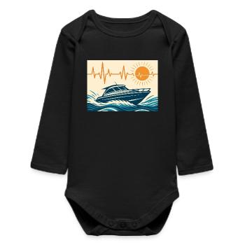 Coucher de soleil maritime en bateau à moteur - Body bébé manches longues biologique - noir - Devant
