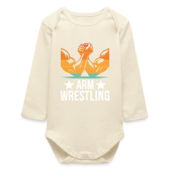 Arm Wrestling Tee - Baby Organic Long-Sleeved Bodysuit - soft Ecru - Front