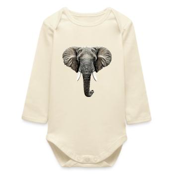 Elefant Rüssel Afrika Safari Wildnis Elefanten - Baby Organic Langarmbody - Natur - Vorne