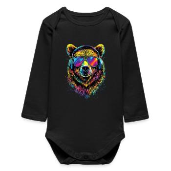 Brown Bear, Grizzly Bear, Bear Brothers, Forest, Wild Bears - Baby Organic Long-Sleeved Bodysuit - black - Front