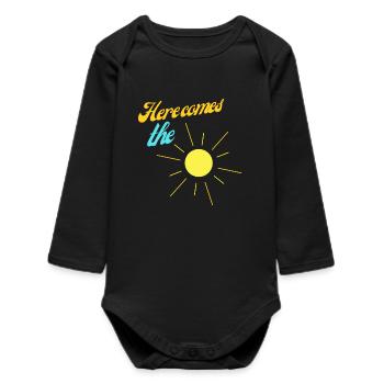 Here comes the sun - Baby Organic Long-Sleeved Bodysuit - black - Front