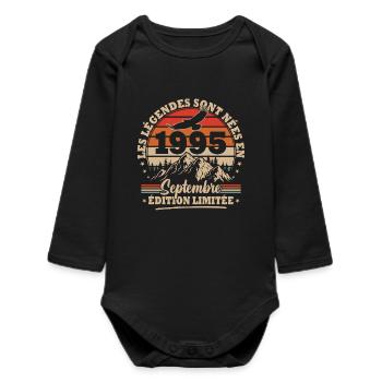 Vintage Cadeau Anniversaire Nées En Septembre 1995 - Body bébé manches longues biologique - noir - Devant
