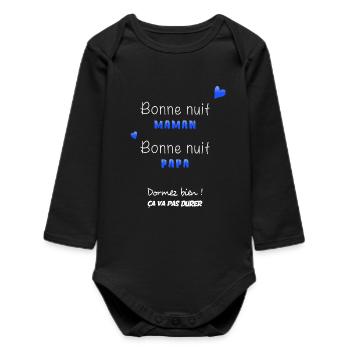 Baby Shower Geburt Geschenkidee Junge - Baby Organic Langarmbody - Schwarz - Vorne