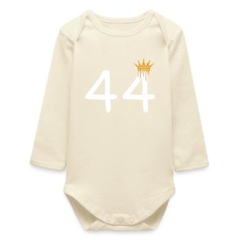 Imprimé couronne artistique numéro 44 pour des looks tendance - Body bébé manches longues biologique - écru doux - Devant