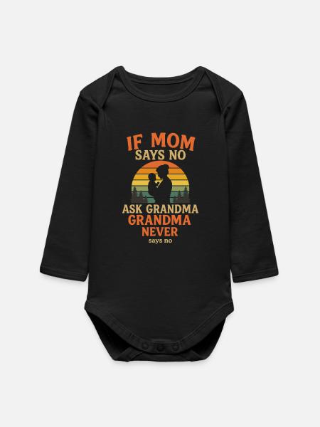 Lustiges Oma Baby Outfit - Baby Organic Langarmbody - Schwarz