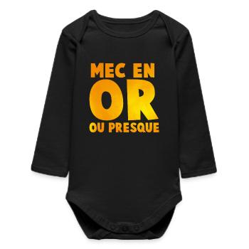Guy's Impactante or_message T Shirt in Gold Tones - Baby Organic Long-Sleeved Bodysuit - black - Front