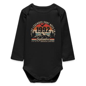 Legendary since September 1992 | September 1992 - Baby Organic Long-Sleeved Bodysuit - black - Front