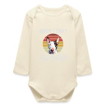 Bull Terrier Humorous Quote Design - Baby Organic Long-Sleeved Bodysuit - soft Ecru - Front