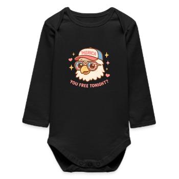 You're free tonight, Eagle, July 4 - Baby Organic Long-Sleeved Bodysuit - black - Front