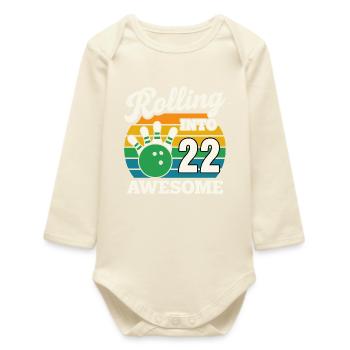 Bowling 22 Geburtstagsfeier Grafik - Baby Organic Langarmbody - Natur - Vorne