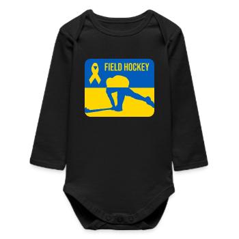 Solidarité avec le hockey sur gazon ukrainien - Body bébé manches longues biologique - noir - Devant