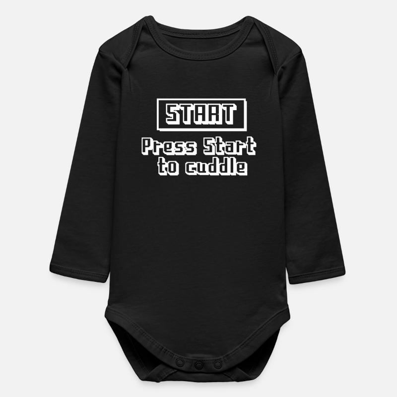 Press Start to Cuddle - Baby Organic Long-Sleeved Bodysuit - black