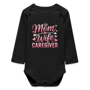 Mother Daughter Heart Motif - Baby Organic Long-Sleeved Bodysuit - black - Front