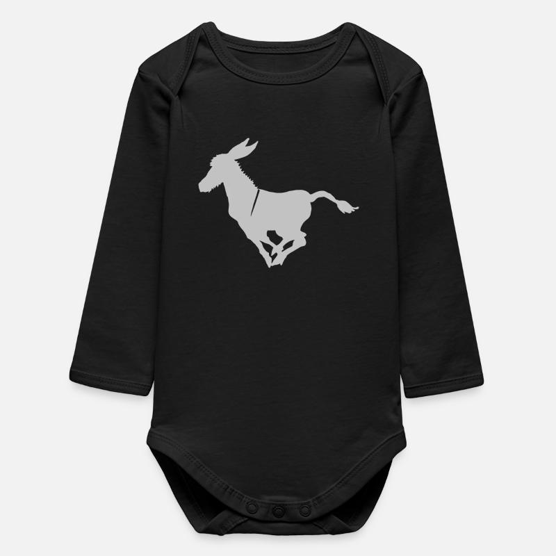 Idée cadeau d’âne mignon pour les amis ânes - Body bébé manches longues biologique - noir
