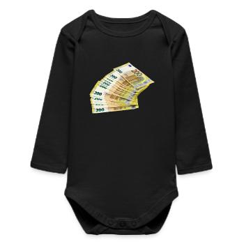 Noble Euro banknote design - Baby Organic Long-Sleeved Bodysuit - black - Front