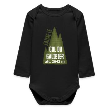 Col du Galibier Alt 2642 m - Baby Organic Langarmbody - Schwarz - Vorne