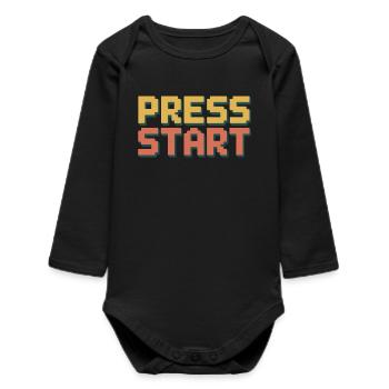 APPUYEZ SUR DÉMARRER Retro Gamer Pixel 8 Bit Arcade - Body bébé manches longues biologique - noir - Devant
