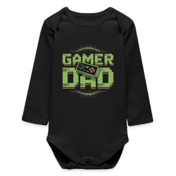 Gamer Dad Pixel Art Design - Baby Organic Langarmbody - Schwarz - Vorne