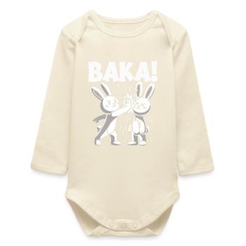 Get Out Unnecessary Social Contact Baka Anime - Baby Organic Long-Sleeved Bodysuit - soft Ecru - Front
