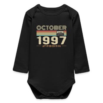 Geburtstag Oktober 1997 - Baby Organic Langarmbody - Schwarz - Vorne