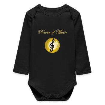 The power of music - Baby Organic Long-Sleeved Bodysuit - black - Front