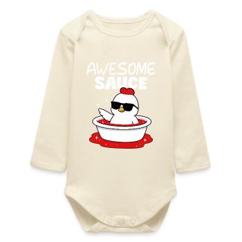 Hen in Bathtub Cool Style - Baby Organic Long-Sleeved Bodysuit - soft Ecru - Front