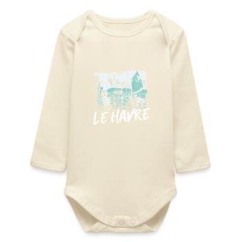 Le Havre Port and Voiles Écume - Baby Organic Long-Sleeved Bodysuit - soft Ecru - Front