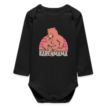 Bientôt Mama MOTHER BEAR Drôle - Body bébé manches longues biologique - noir - Devant