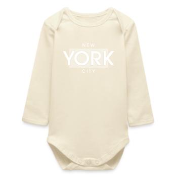Classic New York Skyline Motif - Baby Organic Long-Sleeved Bodysuit - soft Ecru - Front